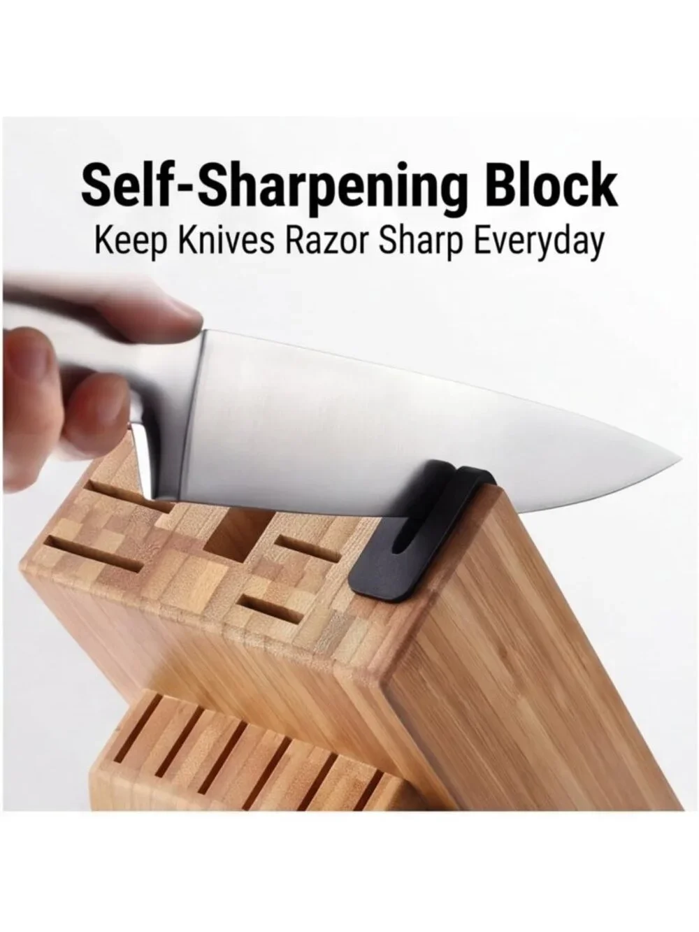 Premium Kitchen Knife Set with Block & Built-in Sharpener - Stainless Steel